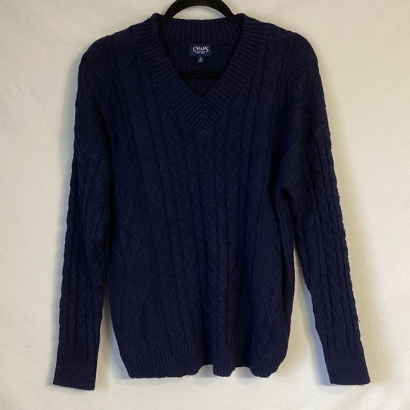 Chaps Men's Deep Blue V-Neck Sweater - Picture 1 of 6